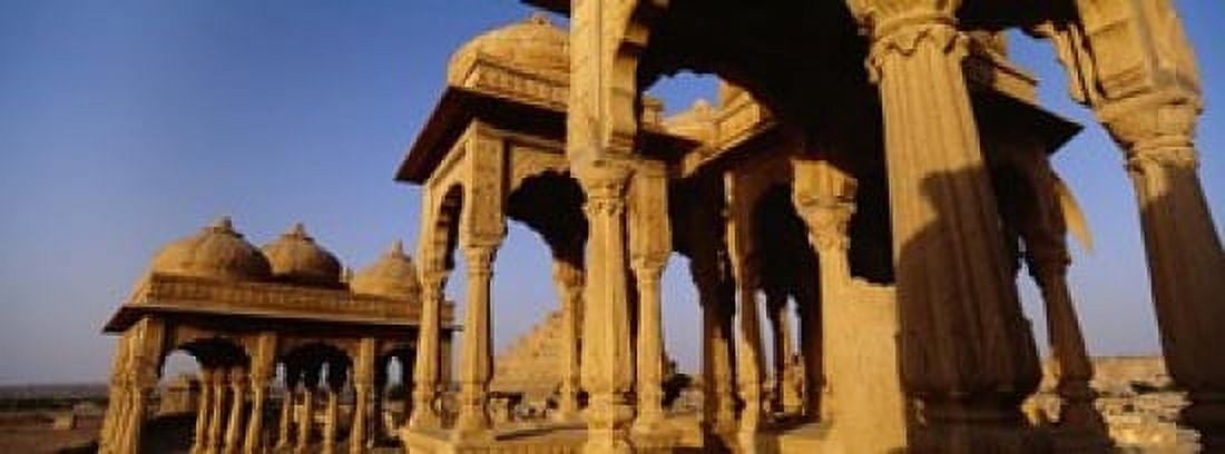 Low angle view of monuments at a place of burial Jaisalmer Rajasthan India Canvas Art - Panoramic Images (15 x 6)