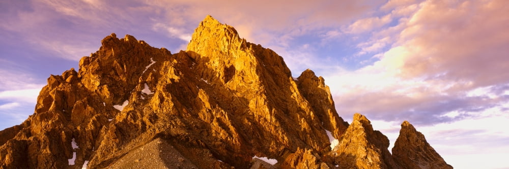 Low angle view of mountain peak at dusk Teton Range Grand Teton National Park Wyoming USA Canvas Art - Panoramic Images (6 x 18)