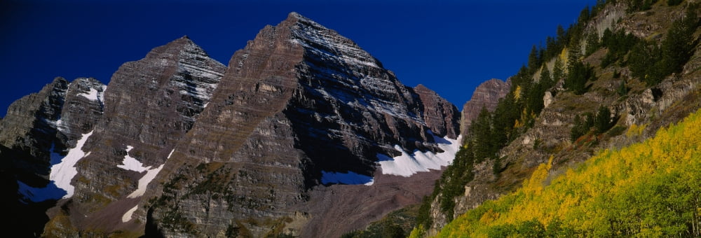 Low angle view of mountains Maroon Bells Maroon Valley Colorado USA Canvas Art - Panoramic Images (27 x 9)