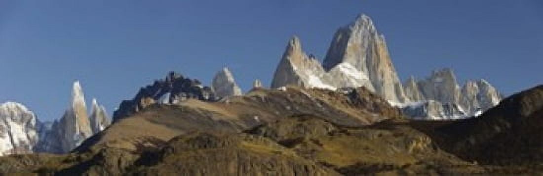 Low angle view of mountains Mt Fitzroy Cerro Torre Argentine Glaciers National Park Patagonia Argentina Canvas Art - Panoramic Images (18 x 6)
