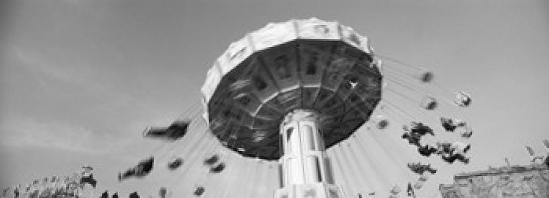 Low angle view of people spinning on a carousel Stuttgart Baden-Wurttemberg Germany Canvas Art - Panoramic Images (18 x 7)