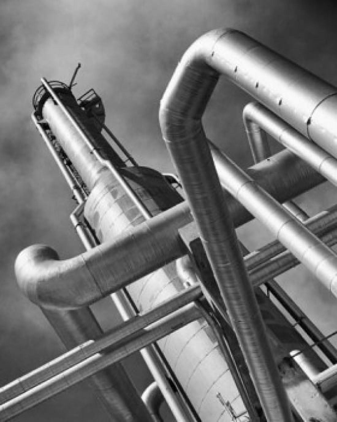 Low angle view of pipelines in an oil refinery Canvas Art - (18 x 24)