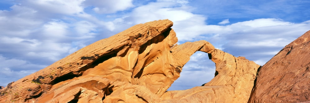 Low angle view of rock formations Atlatl Arch Valley of Fire State Park Nevada USA Canvas Art - Panoramic Images (12 x 36)