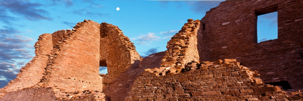 Low angle view of ruins of Ancestral Puebloans Chaco Culture National Historic Park New Mexico USA Canvas Art - Panoramic Images (12 x 36)