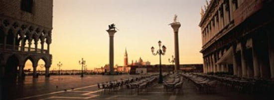 Low angle view of sculptures in front of a building St Marks Square Venice Italy Canvas Art - Panoramic Images (36 x 13)