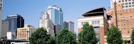 Low angle view of skyline Kansas City Missouri USA Canvas Art - Panoramic Images (36 x 12)