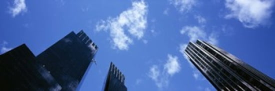 Low angle view of skyscrapers Columbus Circle Manhattan New York City New York State USA Canvas Art - Panoramic Images (36 x 12)