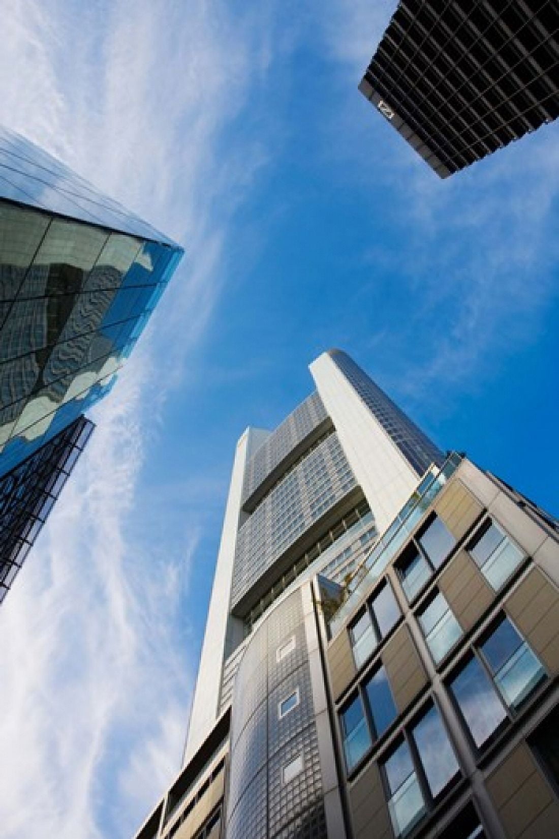 Low angle view of skyscrapers Commerzbank Tower Frankfurt Hesse Germany Canvas Art - Panoramic Images (24 x 36)