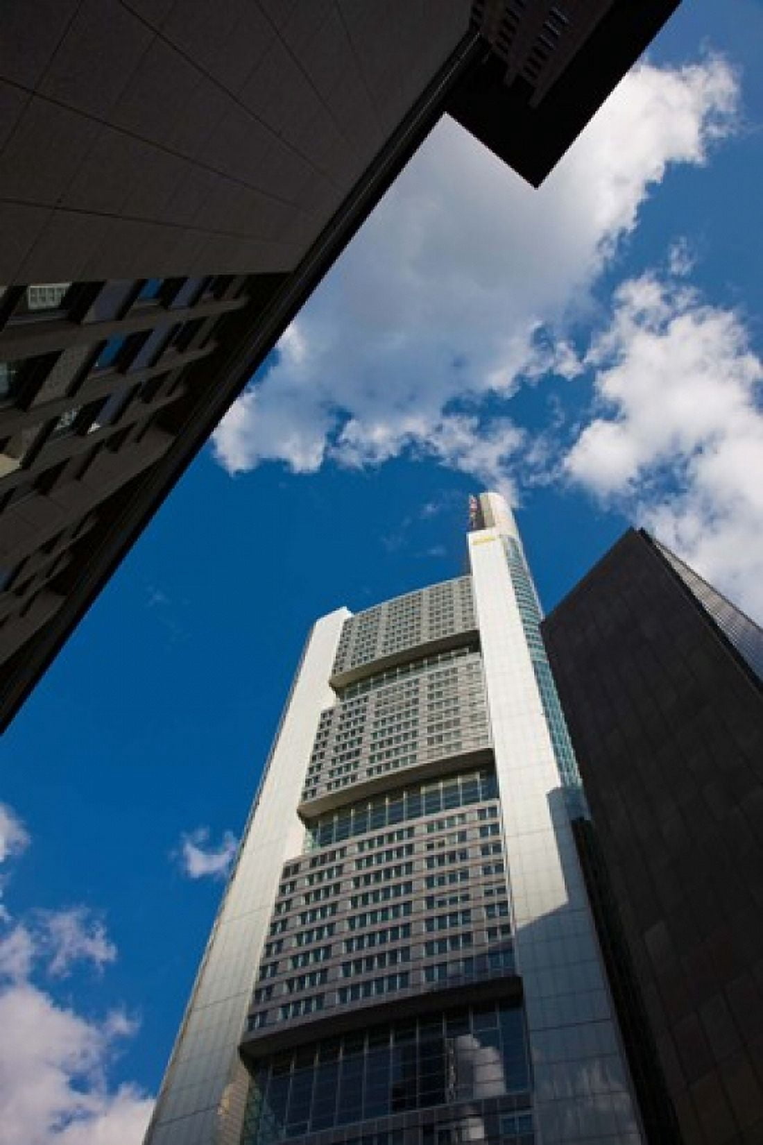 Low angle view of skyscrapers Commerzbank Tower Frankfurt Hesse Germany Canvas Art - Panoramic Images (24 x 36)