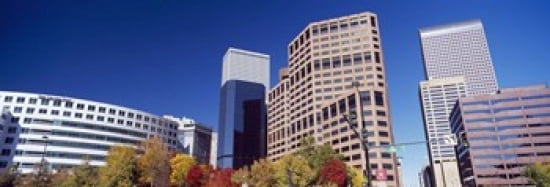 Low angle view of skyscrapers Downtown Denver Denver Colorado USA 2011 Canvas Art - Panoramic Images (36 x 13)