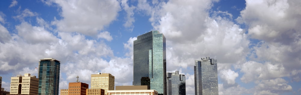 Low angle view of skyscrapers Fort Worth Texas USA Canvas Art - Panoramic Images (36 x 12)