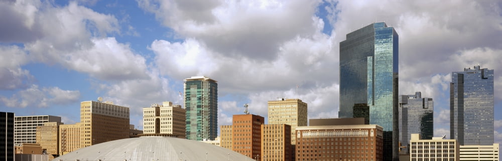 Low angle view of skyscrapers Fort Worth Texas USA Canvas Art - Panoramic Images (36 x 12)
