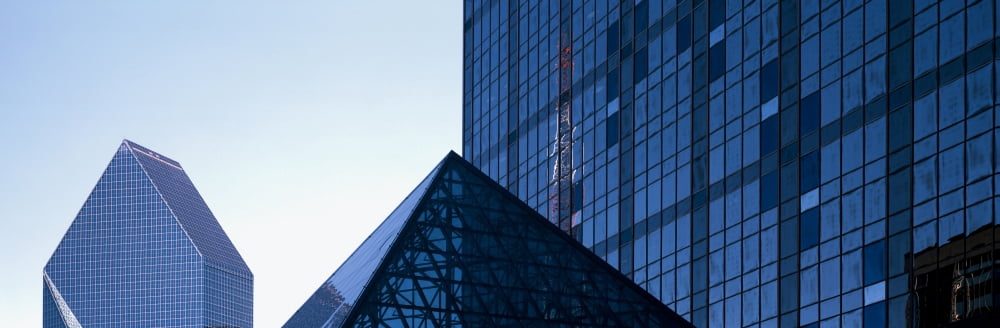 Low angle view of skyscrapers Fountain Place Dallas Texas USA Canvas Art - Panoramic Images (36 x 12)