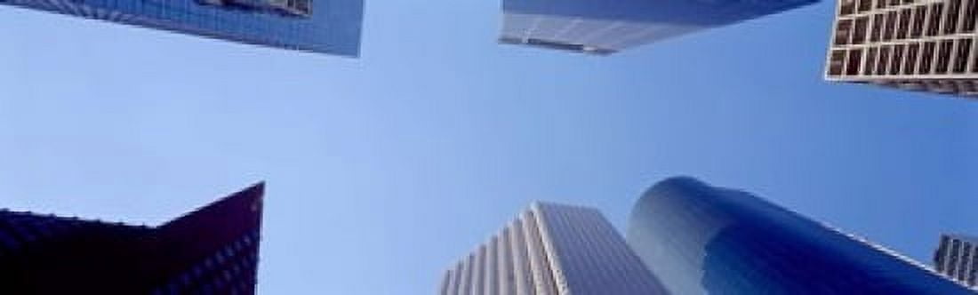 Low angle view of skyscrapers against blue sky Houston Texas USA Canvas Art - Panoramic Images (15 x 5)