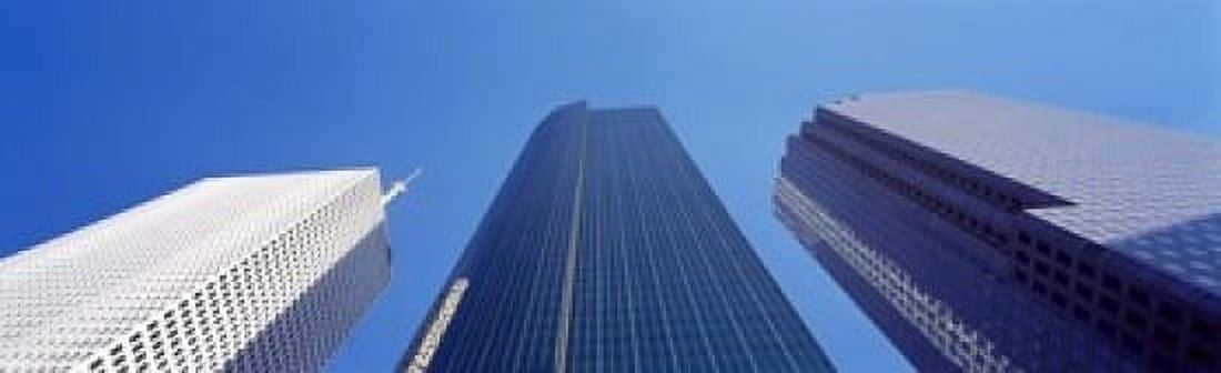 Low angle view of skyscrapers against blue sky Houston Texas USA Canvas Art - Panoramic Images (15 x 5)
