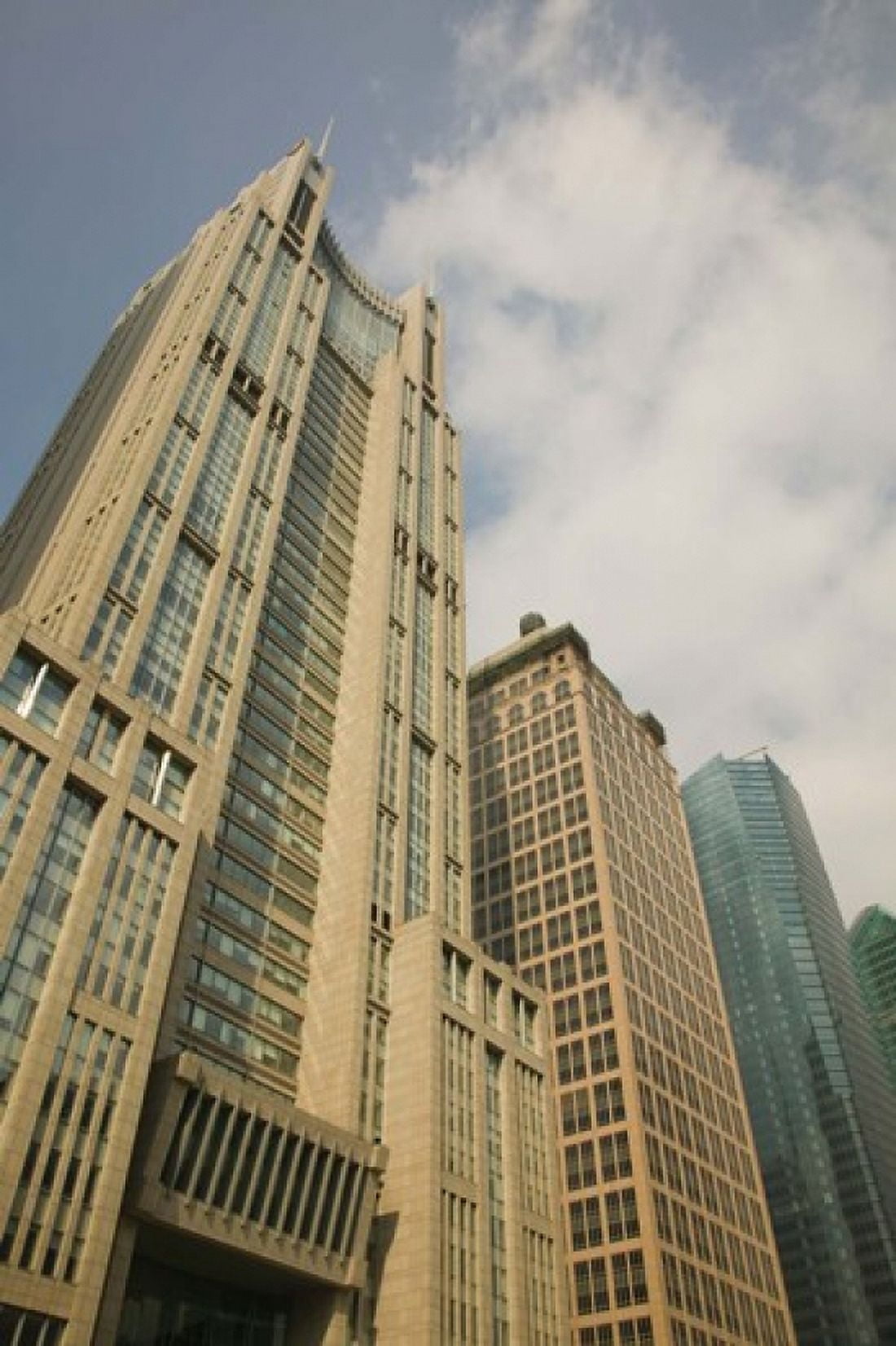 Low angle view of skyscrapers in a city Century Avenue Pudong Shanghai China Canvas Art - Panoramic Images (24 x 36)