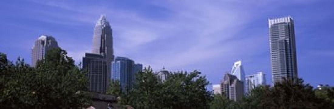Low angle view of skyscrapers in a city Charlotte Mecklenburg County North Carolina USA Canvas Art - Panoramic Images (18 x 6)