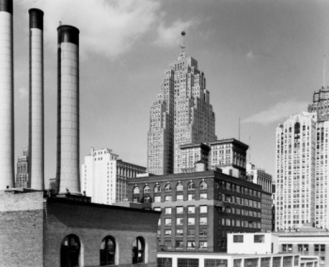 Low angle view of skyscrapers in a city Detroit Michigan USA Canvas Art - (24 x 36)