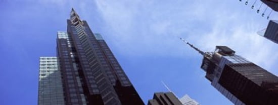 Low angle view of skyscrapers in a city New York City New York State USA 2011 Canvas Art - Panoramic Images (30 x 12)