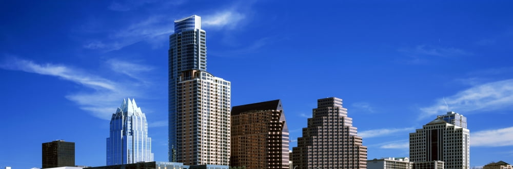 Low angle view of skyscrapers in a city South Congress South Congress Avenue Austin Texas USA Canvas Art - Panoramic Images (36 x 12)