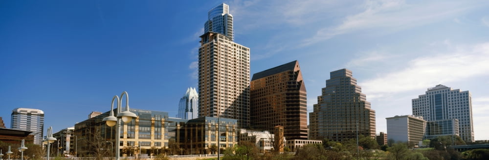 Low angle view of skyscrapers in a city South Congress South Congress Avenue Austin Texas USA Canvas Art - Panoramic Images (36 x 12)