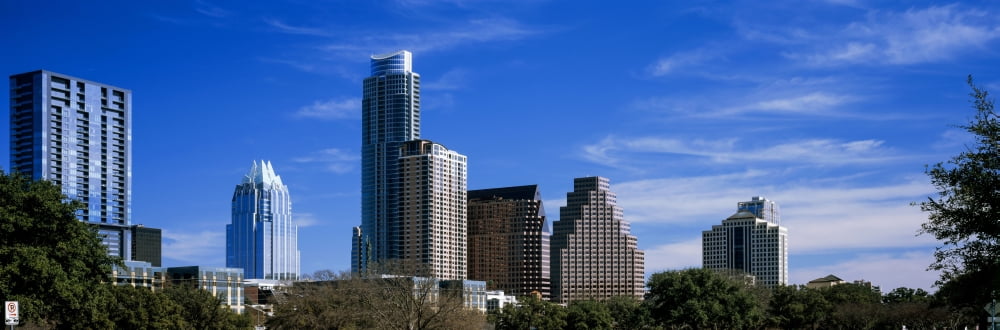Low angle view of skyscrapers in a city South Congress South Congress Avenue Austin Texas USA Canvas Art - Panoramic Images (36 x 12)