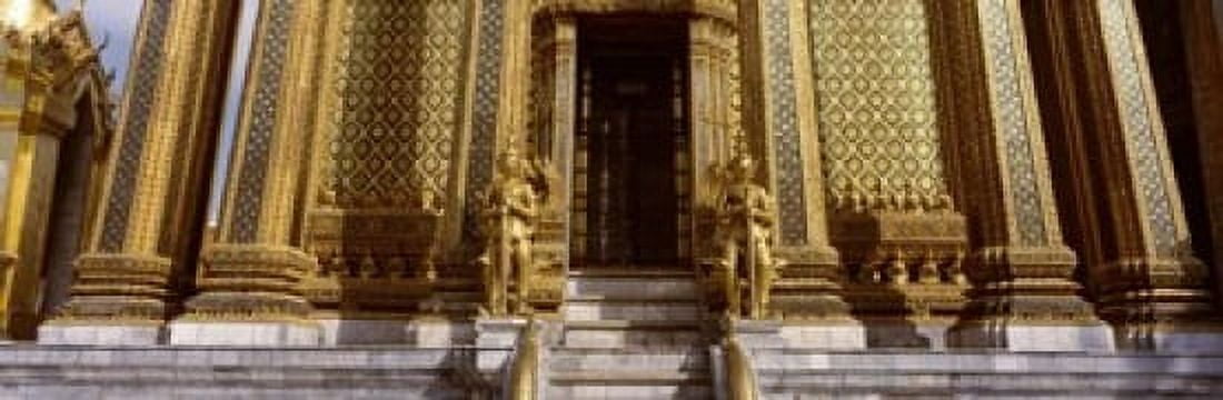 Low angle view of statues in front of a temple Phra Mondop Grand Palace Bangkok Thailand Canvas Art - Panoramic Images (18 x 6)