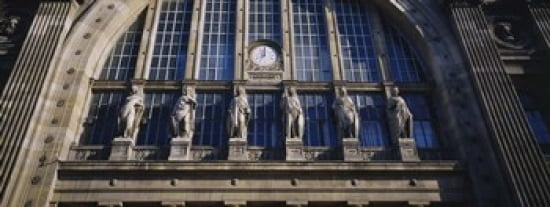 Low angle view of statues on a railroad station building Gare Du Nord Paris France Canvas Art - Panoramic Images (30 x 12)