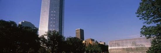 Low angle view of the Devon Tower and Crystal Bridge Tropical Conservatory Oklahoma City Oklahoma USA Canvas Art - Panoramic Images (36 x 12)