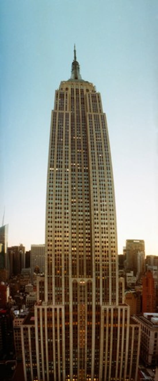Low angle view of the Empire State Building Manhattan New York City New York State USA Canvas Art - Panoramic Images (30 x 13)