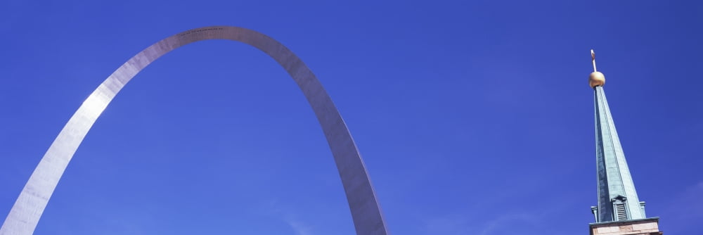 Low angle view of the Gateway Arch with spire St Louis Missouri USA Canvas Art - Panoramic Images (27 x 9)