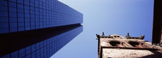 Low angle view of the Hancock Building and Trinity Church Boston Suffolk County Massachusetts USA Canvas Art - Panoramic Images (36 x 13)