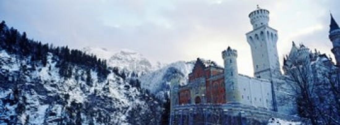 Low angle view of the Neuschwanstein Castle in winter Bavaria Germany Canvas Art - Panoramic Images (36 x 13)