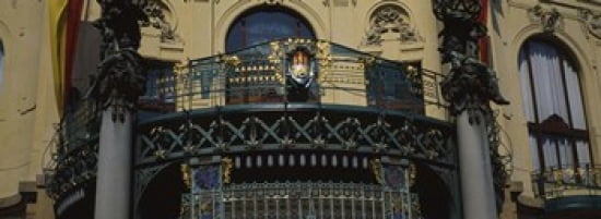 Low angle view of the balcony of a government building Municipal House Prague Czech Republic Canvas Art - Panoramic Images (36 x 13)