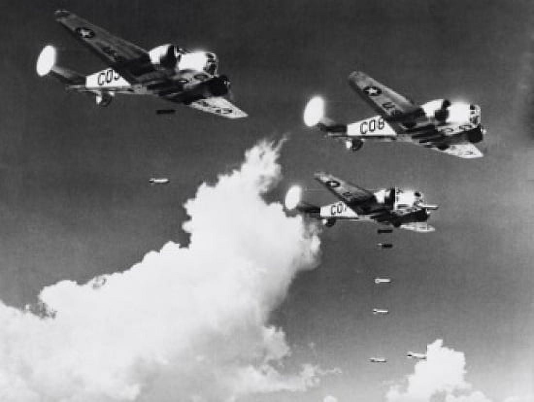 Low angle view of three aircrafts bombing practice US Army Canvas Art - (18 x 24)