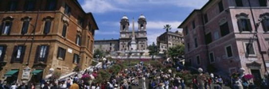 Low angle view of tourist on steps Spanish Steps Rome Italy Canvas Art - Panoramic Images (18 x 6)