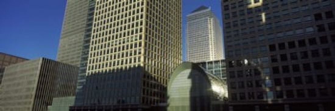 Low angle view of towers Canary Wharf Tower South Quay Isle of Dogs London England Canvas Art - Panoramic Images (18 x 6)