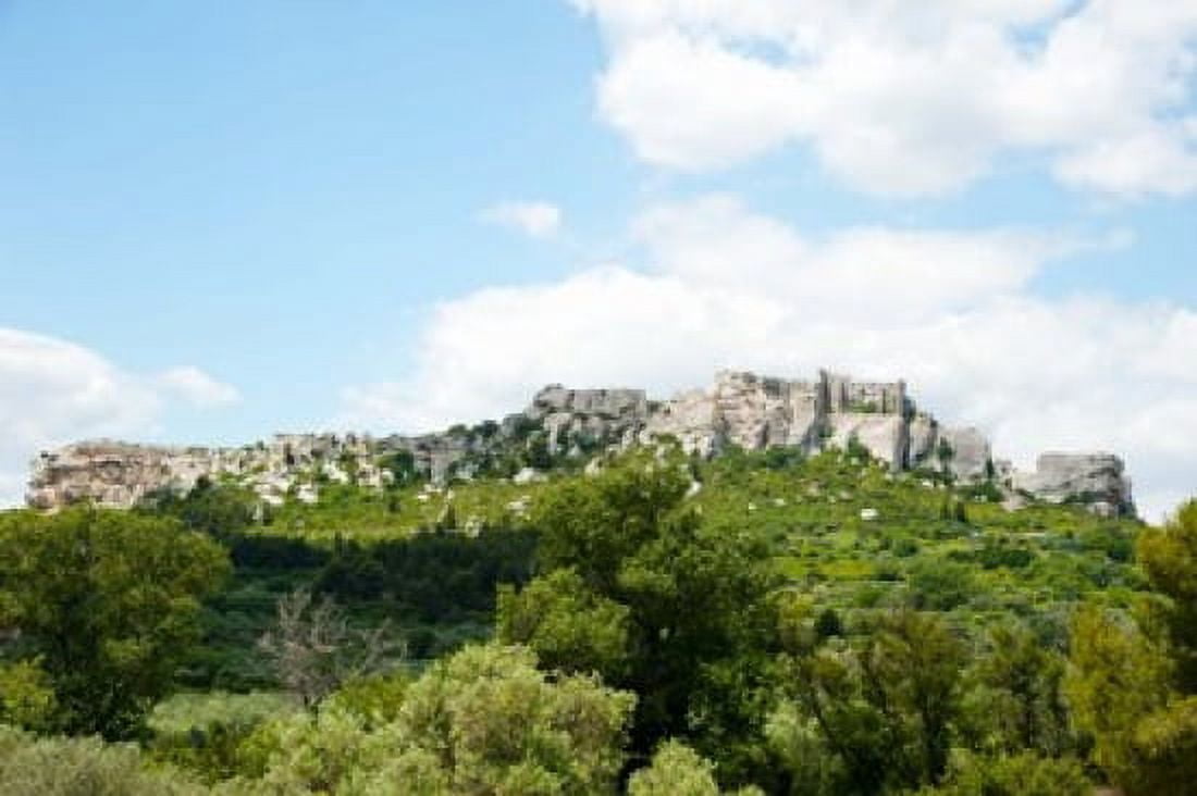 Low angle view of a ruined town on a rock outcrop Les Baux-de-Provence Bouches-Du-Rhone Provence-Alpes-Cote dAzur France Canvas Art - Panoramic Images (36 x 24)
