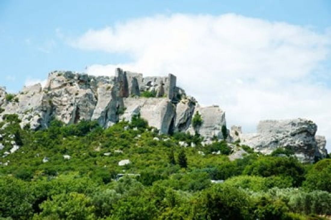 Low angle view of a ruined town on a rock outcrop Les Baux-de-Provence Bouches-Du-Rhone Provence-Alpes-Cote dAzur France Canvas Art - Panoramic Images (36 x 24)