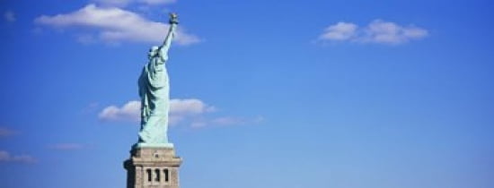 Low angle view of a statue Statue of Liberty Liberty State Park Liberty Island New York City New York State USA Canvas Art - Panoramic Images (30 x 12)