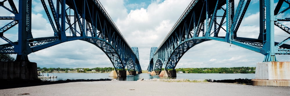 Low angle view of two bridges North Grand Island Bridge South Grand Island Bridge Niagara River New York State USA Canvas Art - Panoramic Images (12 x 36)