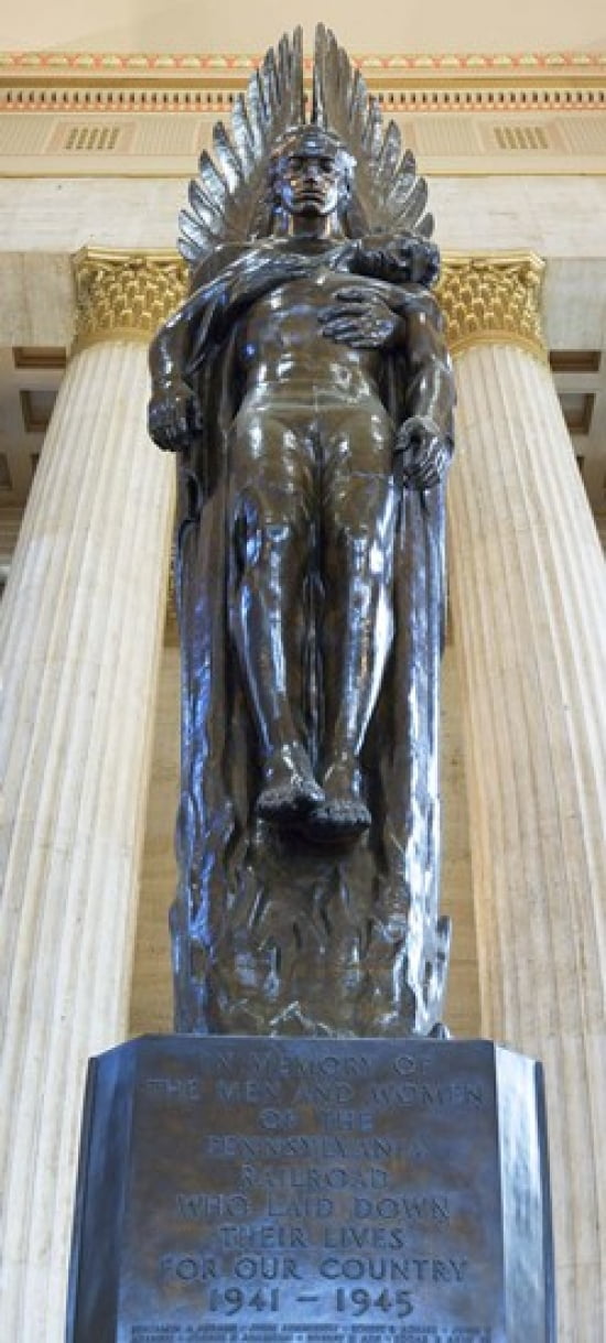Low angle view of a war memorial statue at a railroad station 30th Street Station Philadelphia Pennsylvania USA Canvas Art - Panoramic Images (30 x 14)