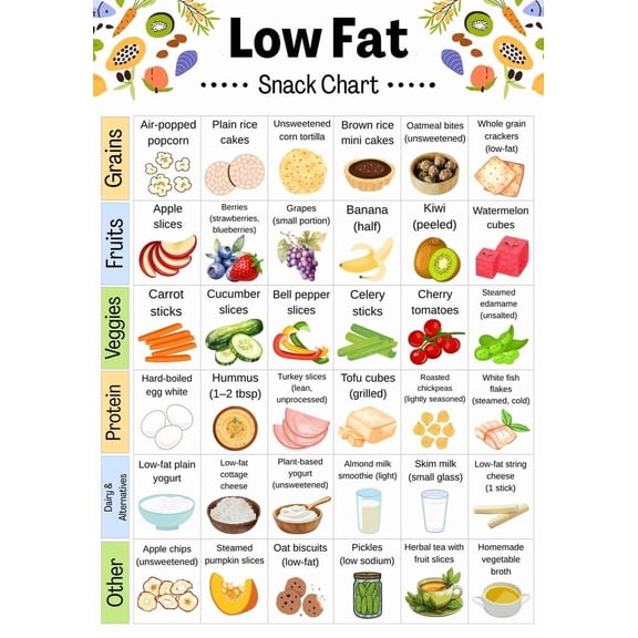 Low calorie snacks icon Healthy nutrition checklist poster meal planning healthy cooking poster, wall decoration suitable for kitchen living room bedroom poster