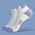 thumbnail image 1 of Low cut Comfort Athletic Ankle Socks for Men & Women , Size 7.5-10 Hiking and Sports , 5 Pairs Short socks Thick Cushion , Multi-Size Options for Running, 5 Pair White Purple, 1 of 7