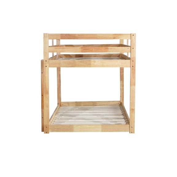 Low - height twin over twin loft bed with wide ladder for easy climbing and optimal storage