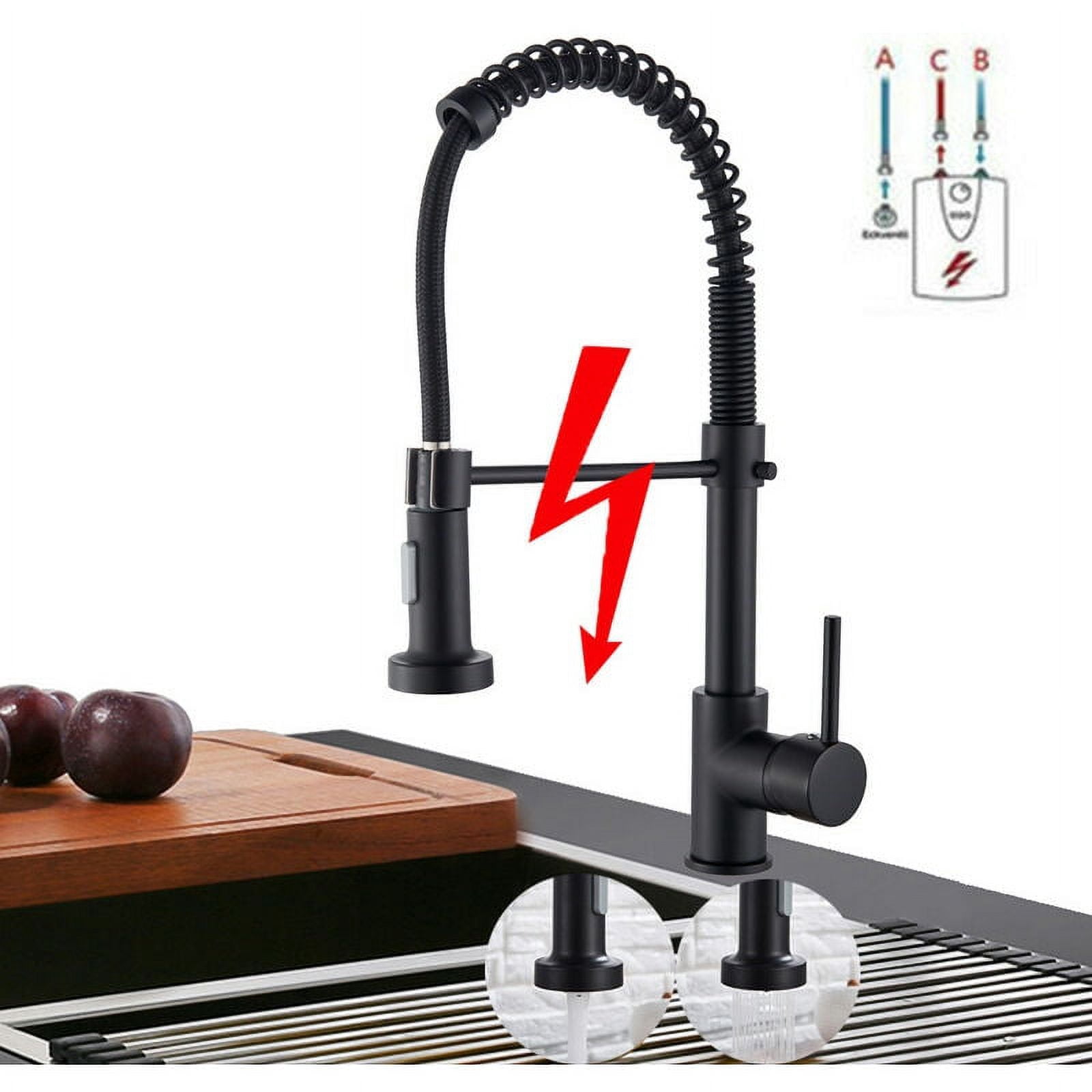Low pressure kitchen faucet Black 360° Swivel Low pressure kitchen