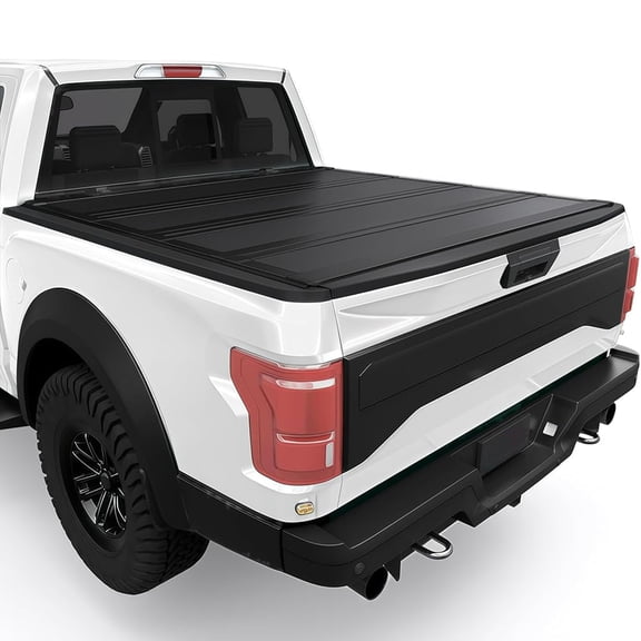 Low-profile truck bed tonneau cover fits 2017-2026 Ford F-250 F-350 F-450 Super Duty 6.8ft Bed, Heavy-Duty Lock Cover w/Waterproof Fiberglass Design | No-Drill Installation & Anti-Theft Security