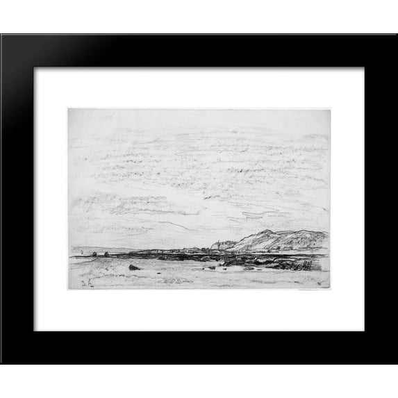 Low tide on the coast 20x24 Framed Art Print by Charles-Francois Daubigny