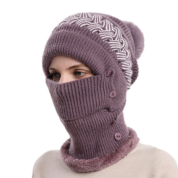 LowProfile Beanie Hat Winter Women Outdoor Riding Headgear Cold-Proof Ski Warm Bib Face Mask Integrated Cold-Proof Hood Cap Hats
