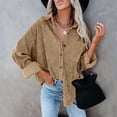 thumbnail image 1 of LowProfile Button Down Shirts for Women Casual Long Sleeve Corduroy Shirt Oversized Warm Jacket With Pockets Blouse Tops Khaki XL, 1 of 6
